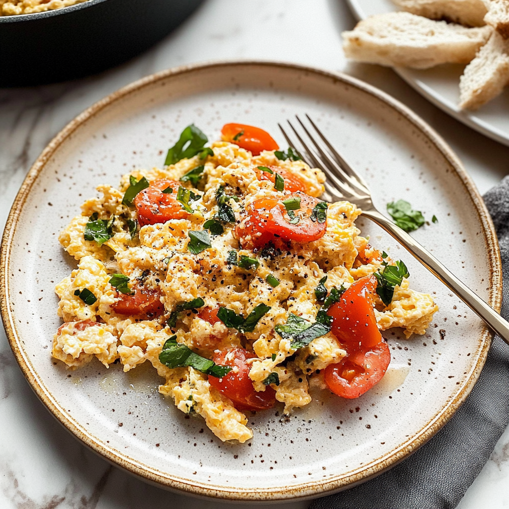 Recipe preparation for Mediterranean Diet Breakfast Scramble