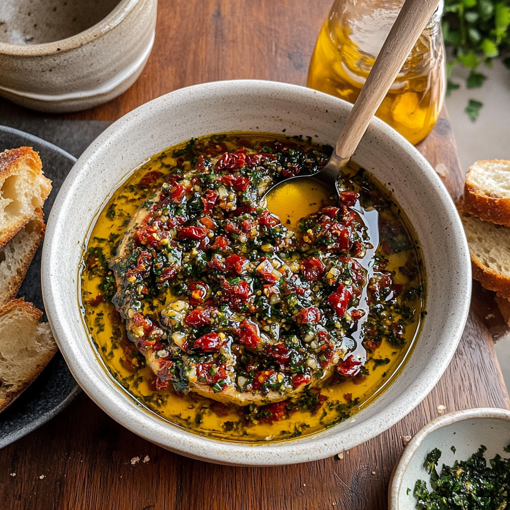 Recipe preparation for Sun-Dried Tomato Olive Oil Bread Dip