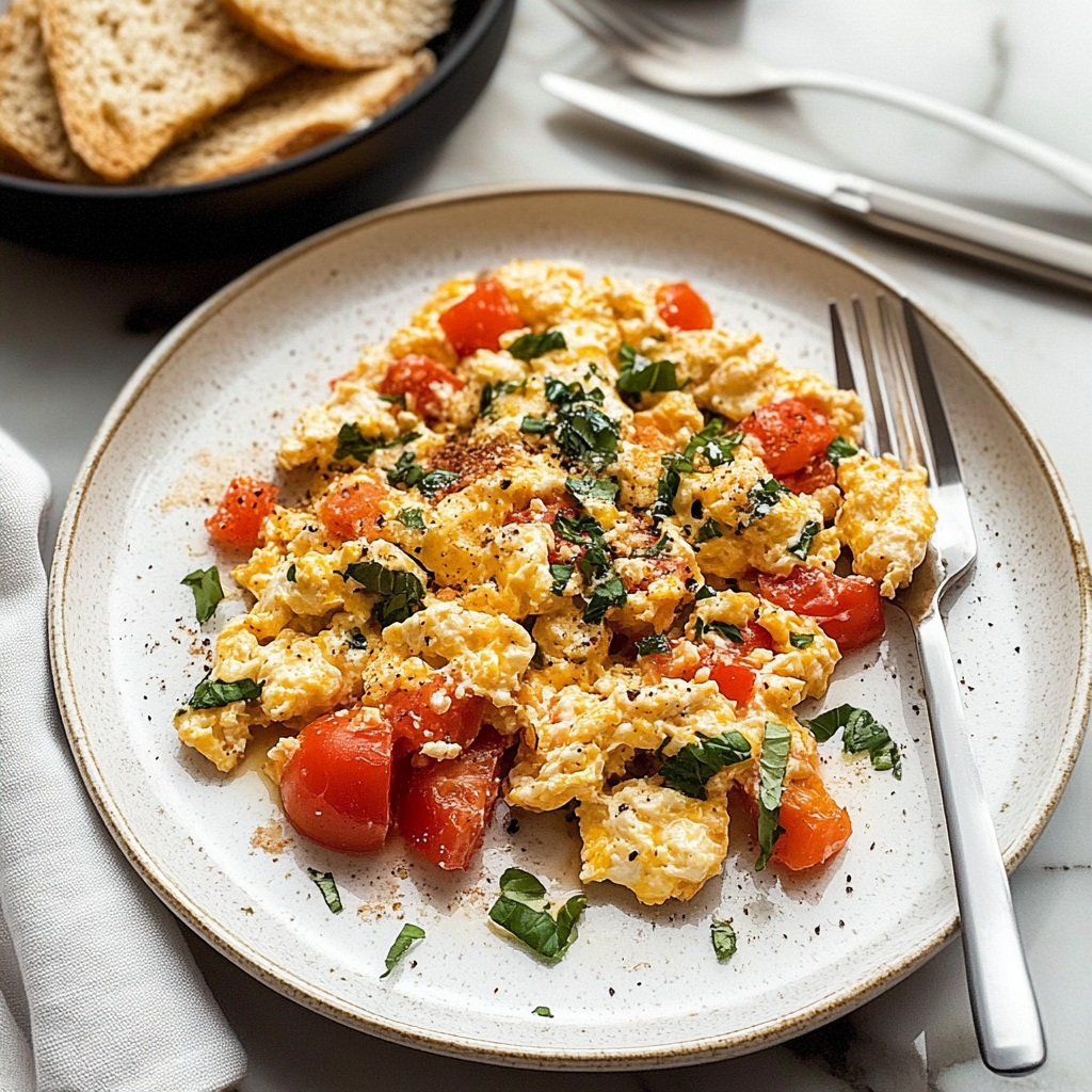 Recipe preparation for Mediterranean Diet Breakfast Scramble