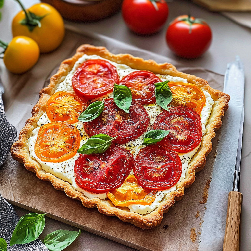 Recipe preparation for Herbed Ricotta Tomato Tart
