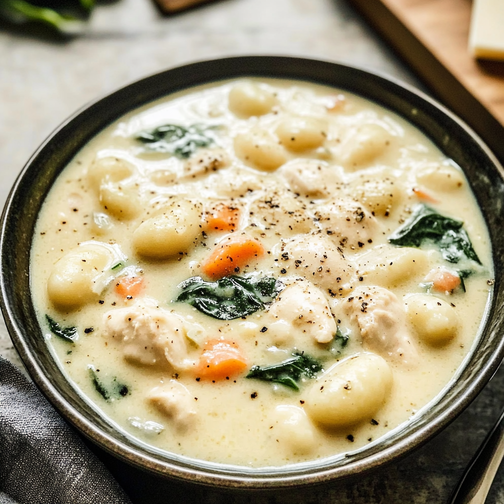 Recipe preparation for Asiago Chicken and Gnocchi soup