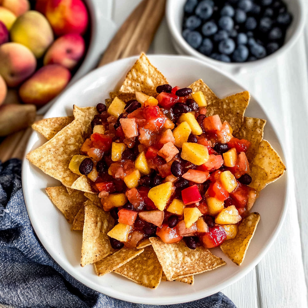 Recipe preparation for Fruit Salsa with Cinnamon Sugar Tortilla Chips