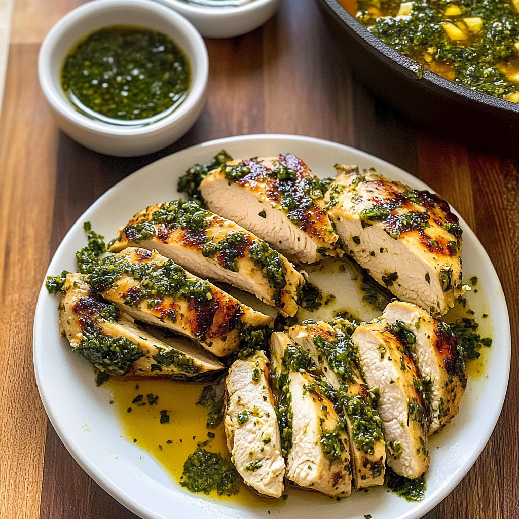 Recipe preparation for Chimichurri Chicken with Garlic
