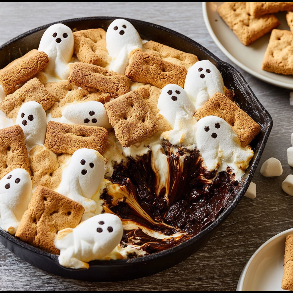 Recipe preparation for Ghost S’mores Dip