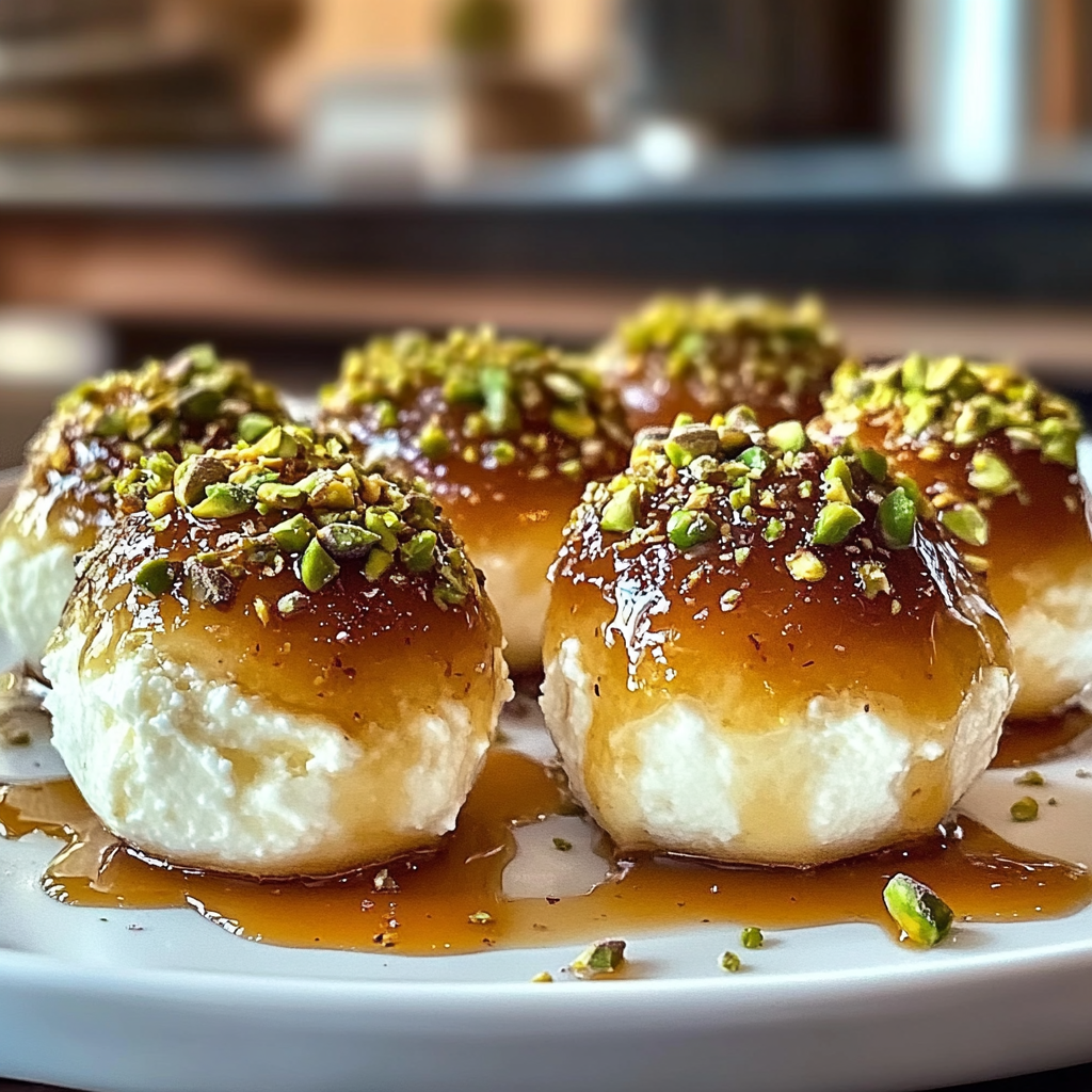 Recipe preparation for Creamy Ricotta Pistachio Honey Bites