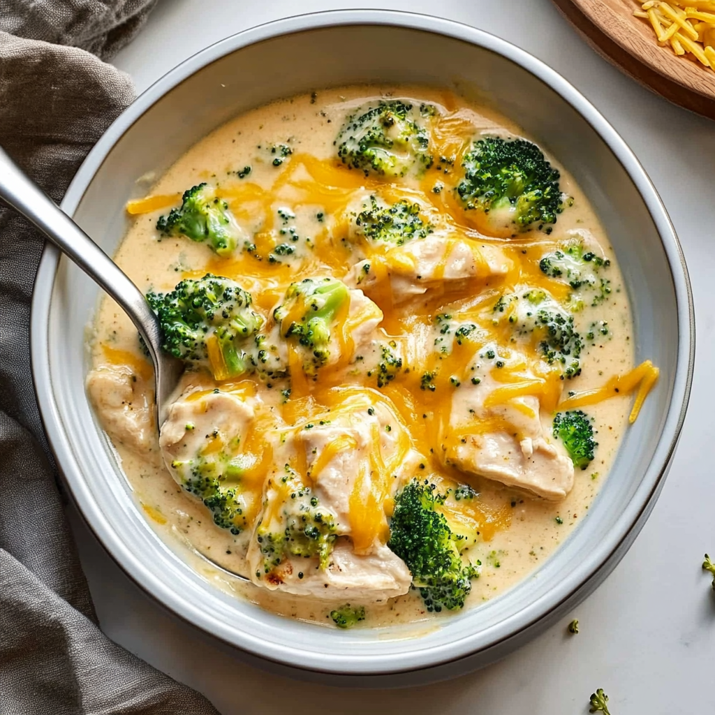 Recipe preparation for Crockpot Creamy Broccoli Cheddar Chicken