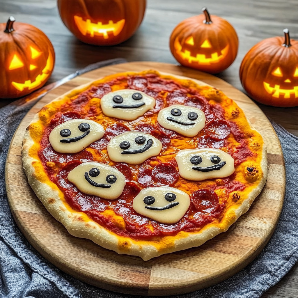 Recipe preparation for Halloween Pizza Faces