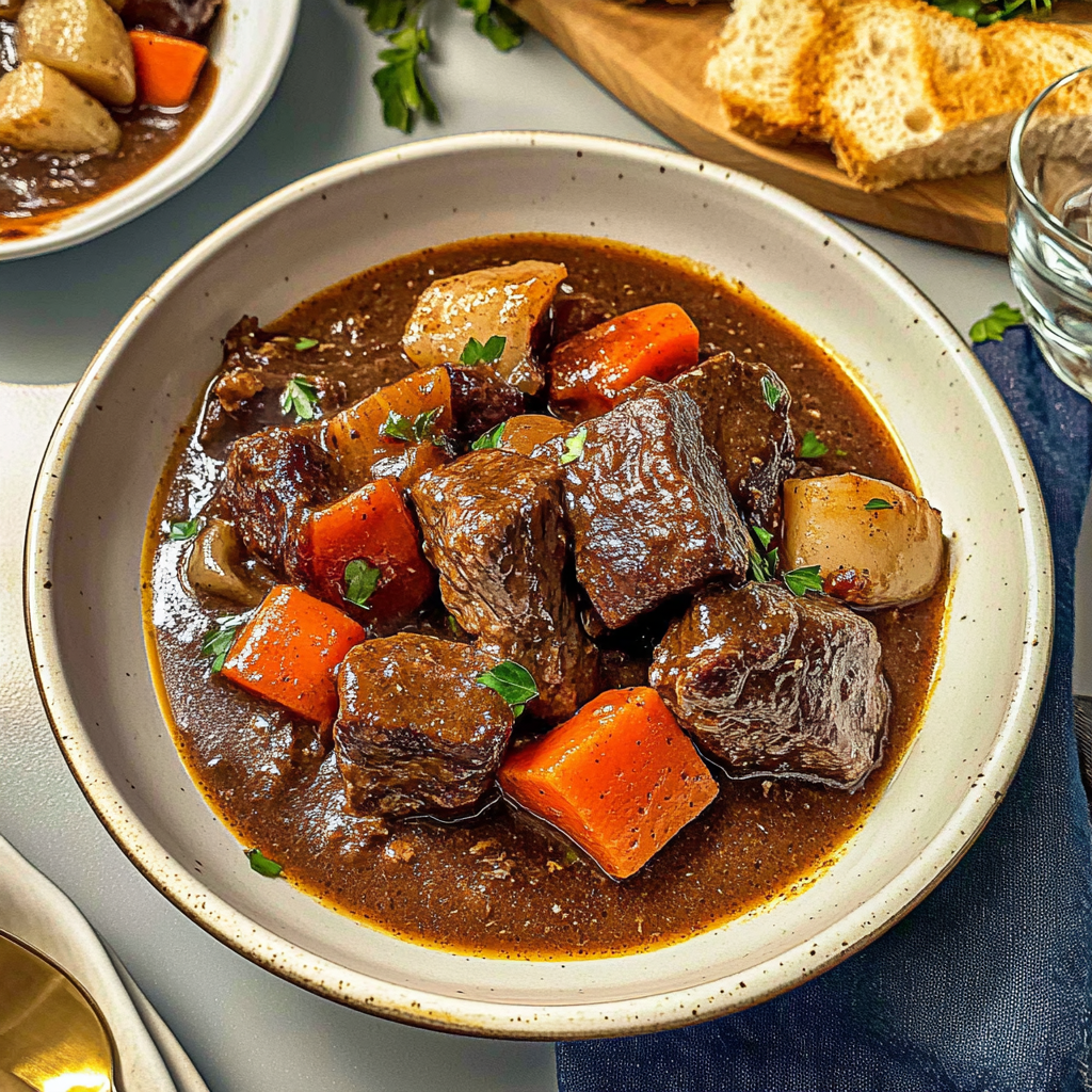 Recipe preparation for French Country Beef & Red Wine Stew