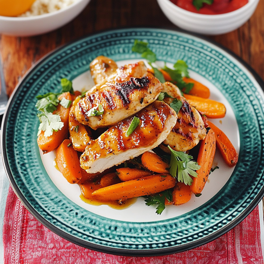 Recipe preparation for Harissa Honey Chicken with Fennel & Carrots