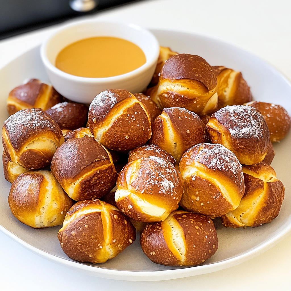 Recipe preparation for Soft homemade pretzel bites
