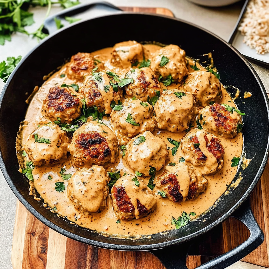 Recipe preparation for Creamy Marry me chicken meatballs