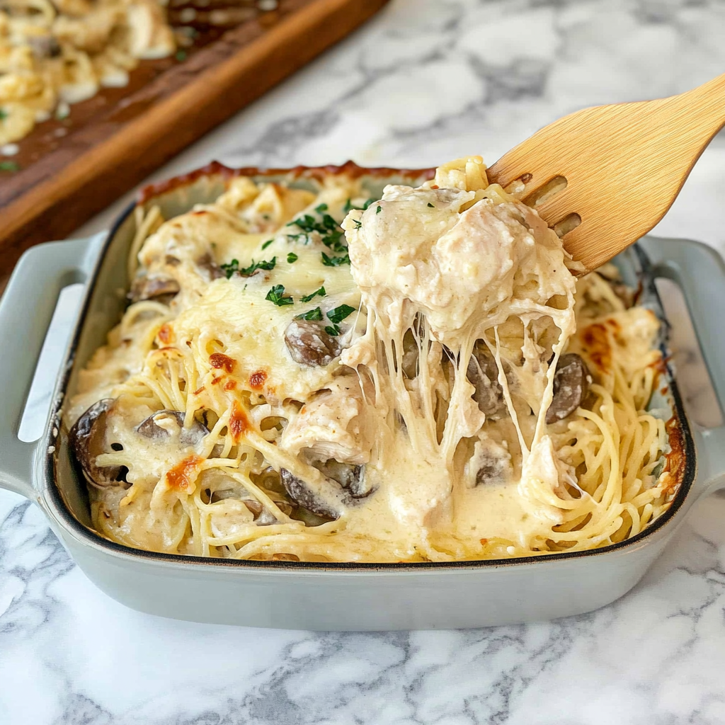 Recipe preparation for creamy turkey tetrazzini