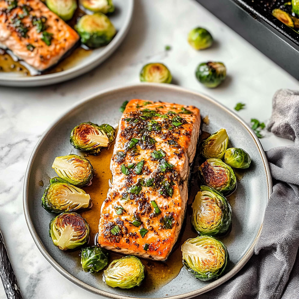 Recipe preparation for sheet-pan salmon with brussels sprouts