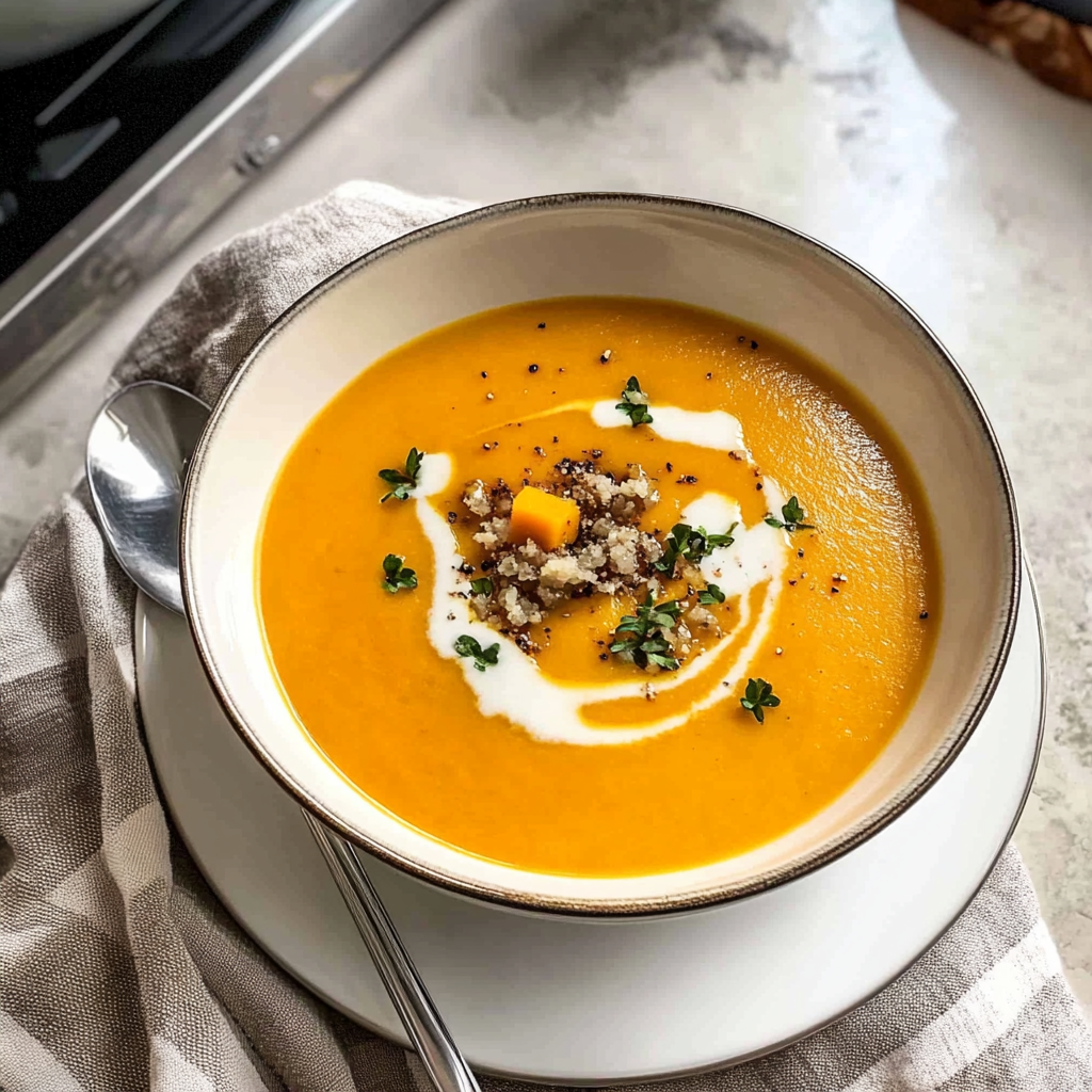 Recipe preparation for Creamy Butternut Squash Soup