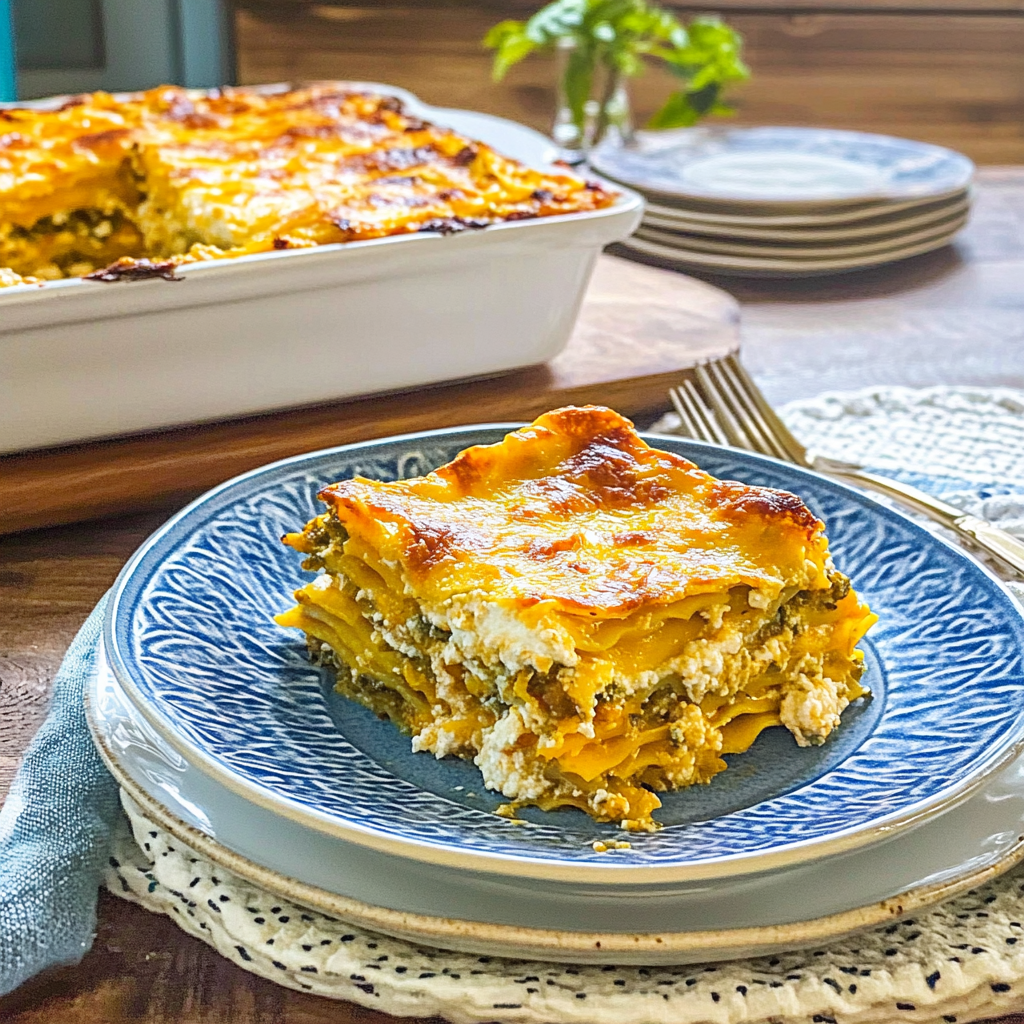 Recipe preparation for Cottage Cheese and Butternut Squash Lasagna