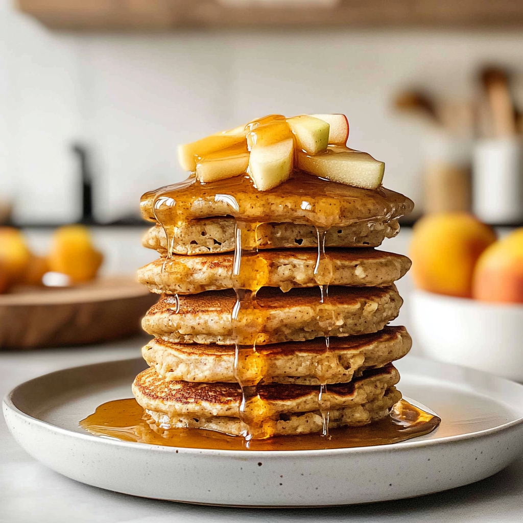 Recipe preparation for healthy oatmeal apple pancakes