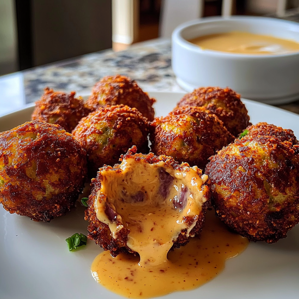 Recipe preparation for Reuben Balls with Spicy Thousand Island Dipping Sauce