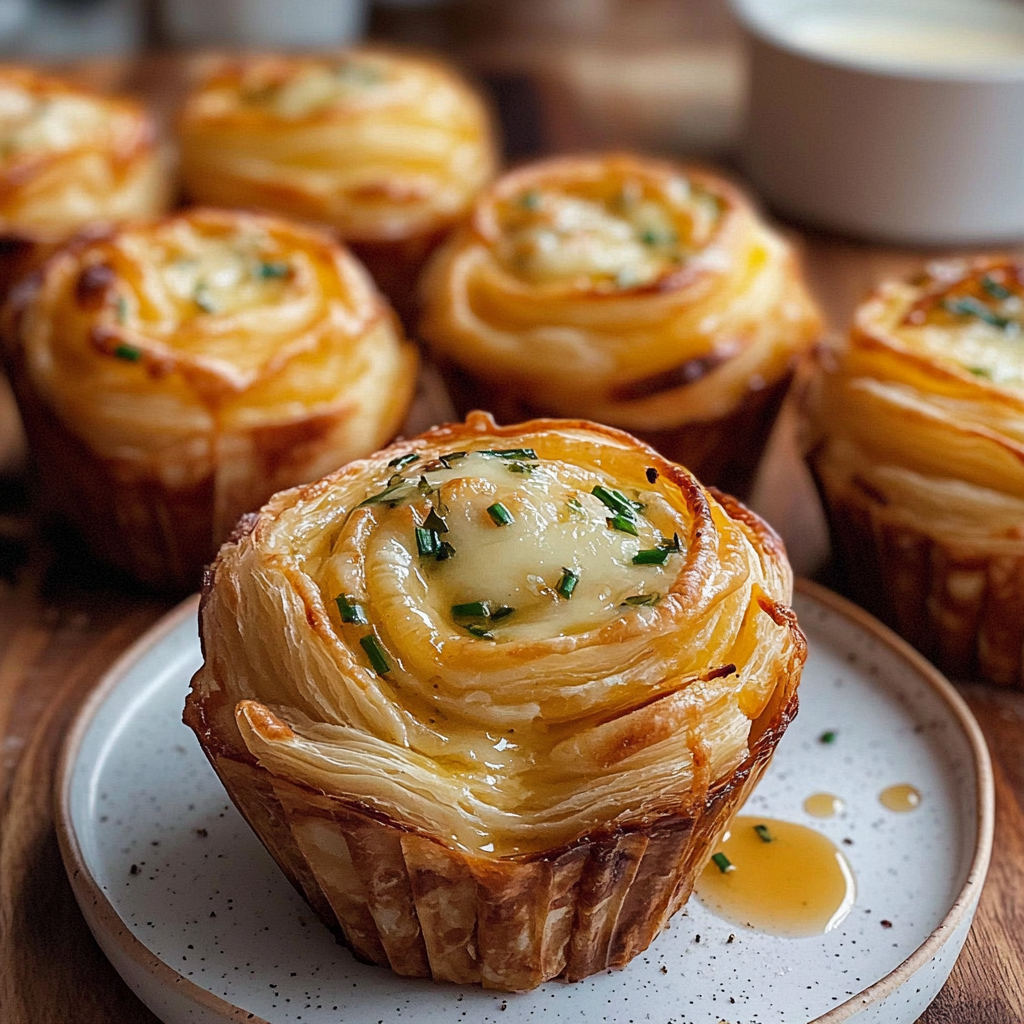 Recipe preparation for Cheesy Garlic Cruffin