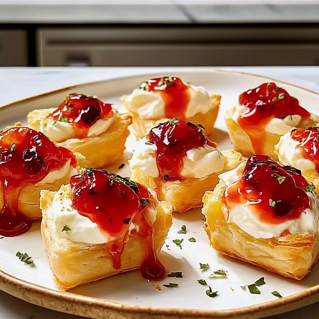 Recipe preparation for Cream Cheese and Pepper Jelly Bites