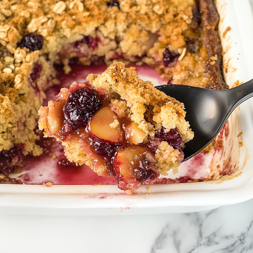 Recipe preparation for Apple Cranberry Christmas Dump Cake