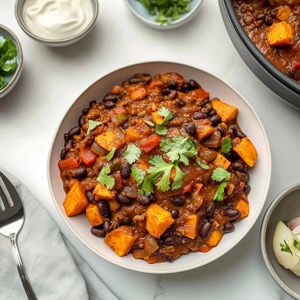 Recipe preparation for Instant Pot Chipotle Sweet Potato Black Bean Chili