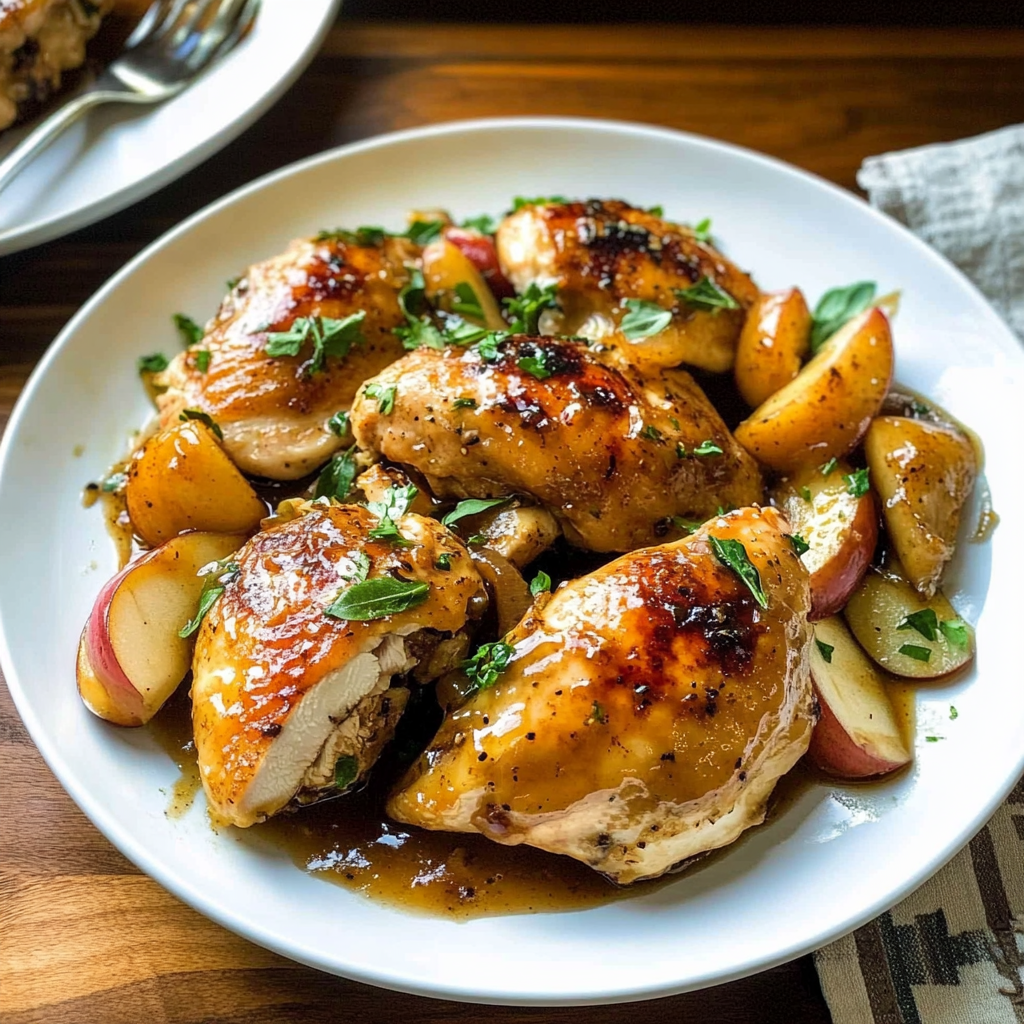 Recipe preparation for 30 minute Apple Cider Glazed Chicken Skillet