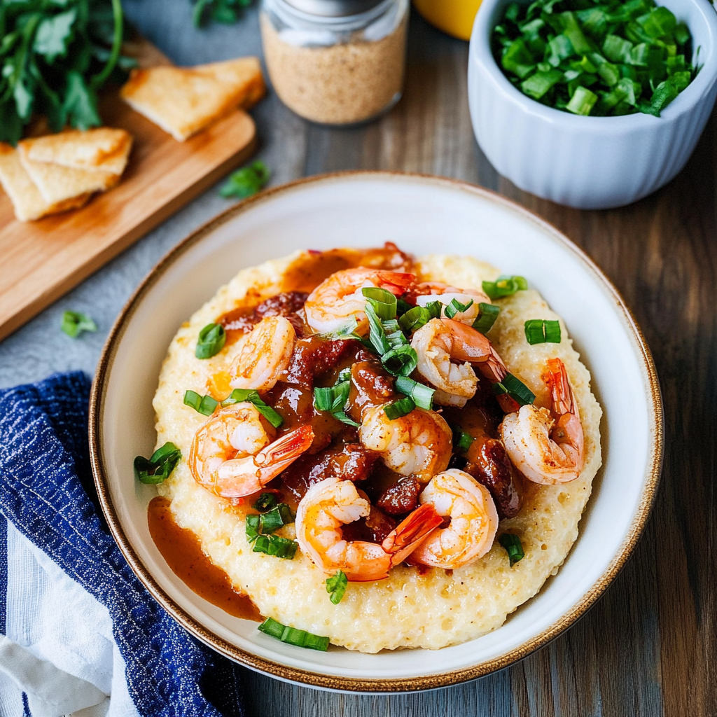 Recipe preparation for 30 minute Cajun Shrimp and Grits Bowls