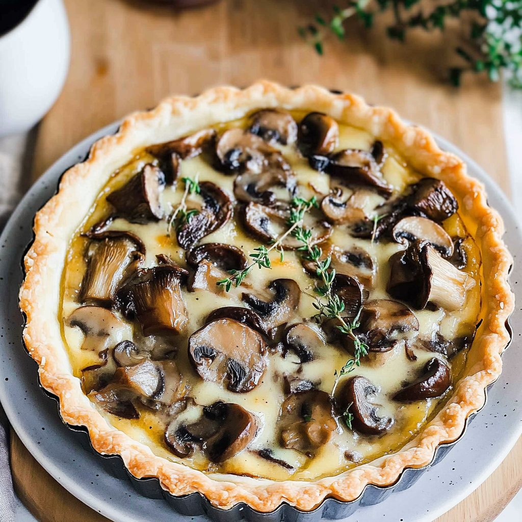 Recipe preparation for Truffle & Mushroom Tart