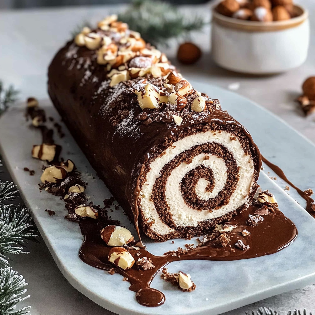 Recipe preparation for Chocolate Hazelnut Yule Log
