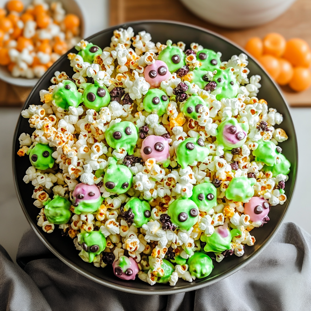 Recipe preparation for Frankenstein Popcorn