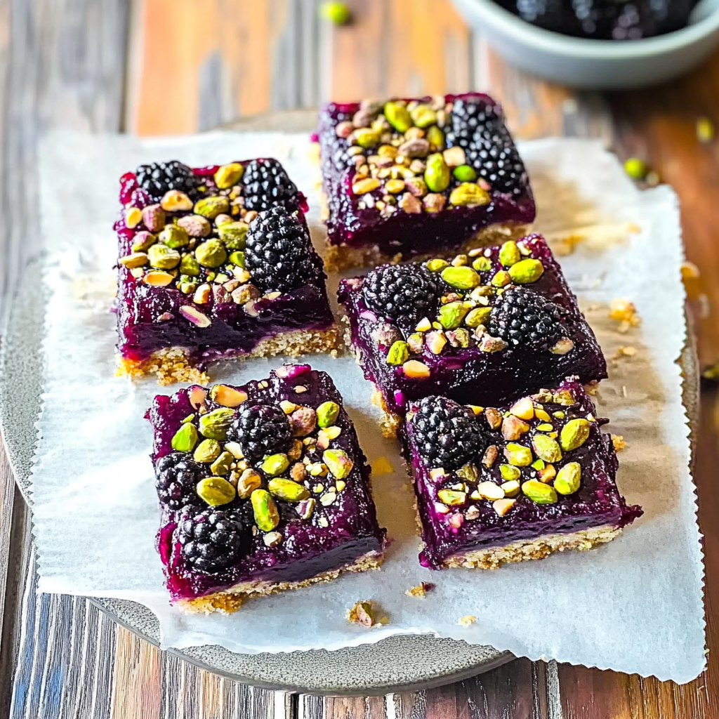 Recipe preparation for Blackberry Pistachio Dream Bars