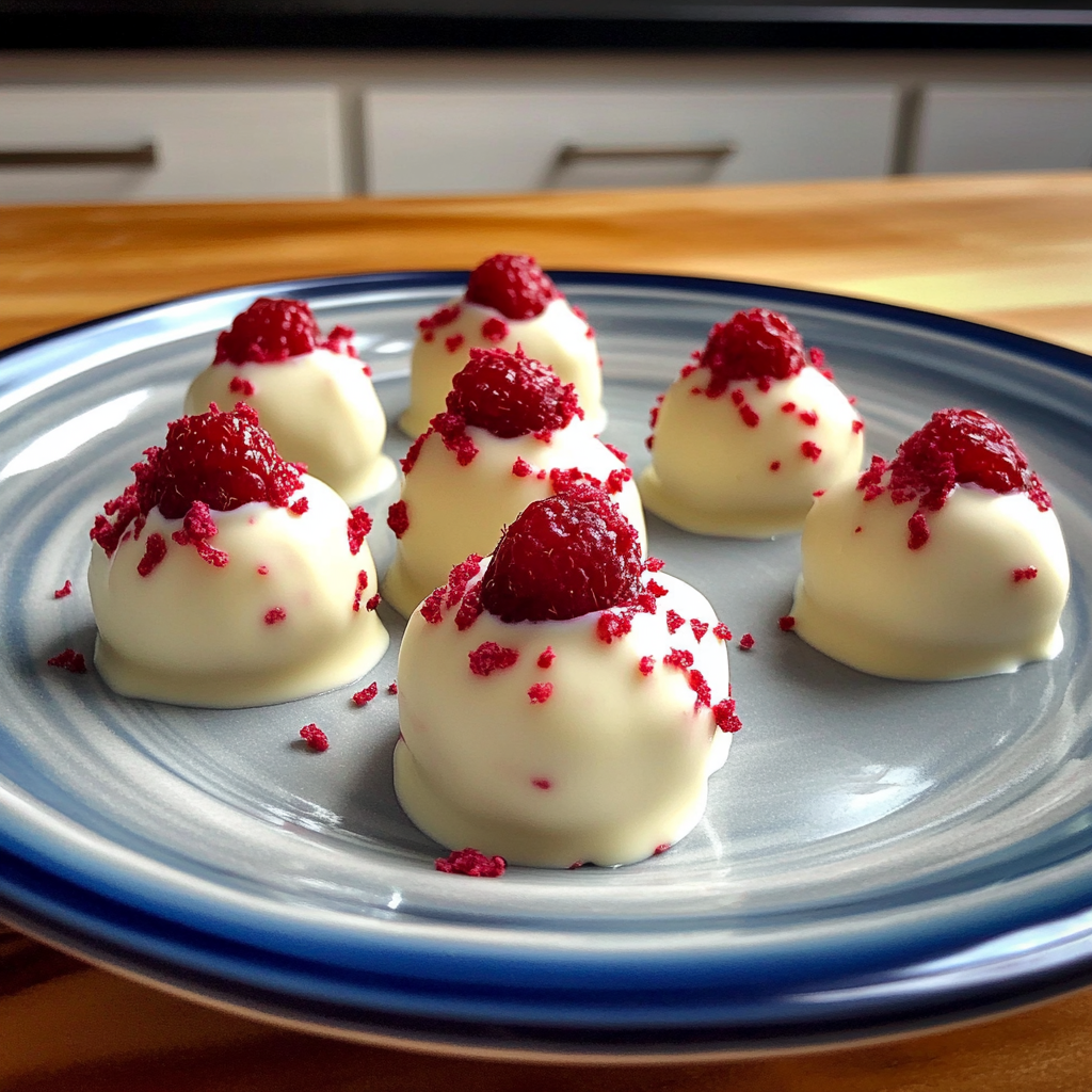 Recipe preparation for White Chocolate Raspberry Truffles