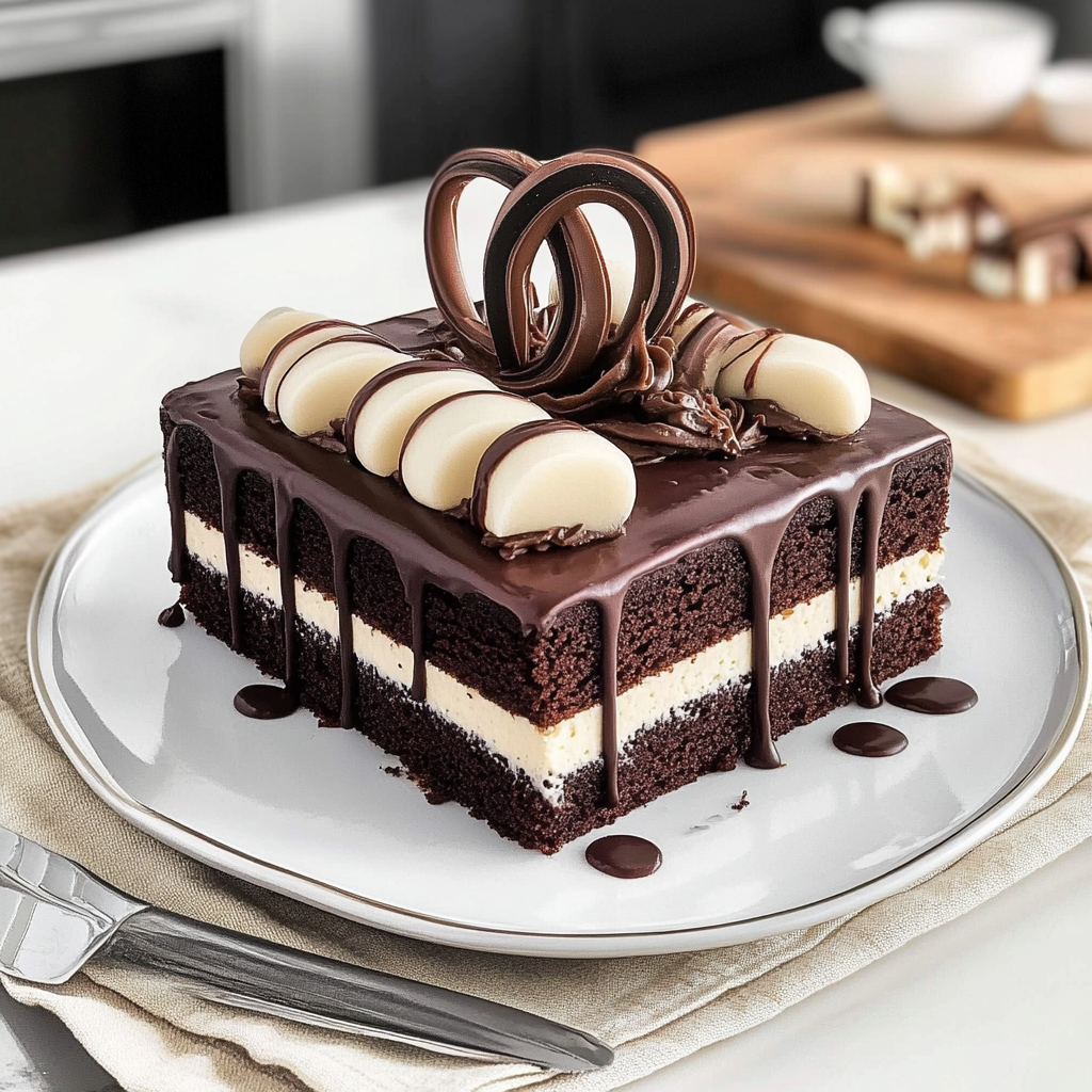 Recipe preparation for Tuxedo Bar Cake