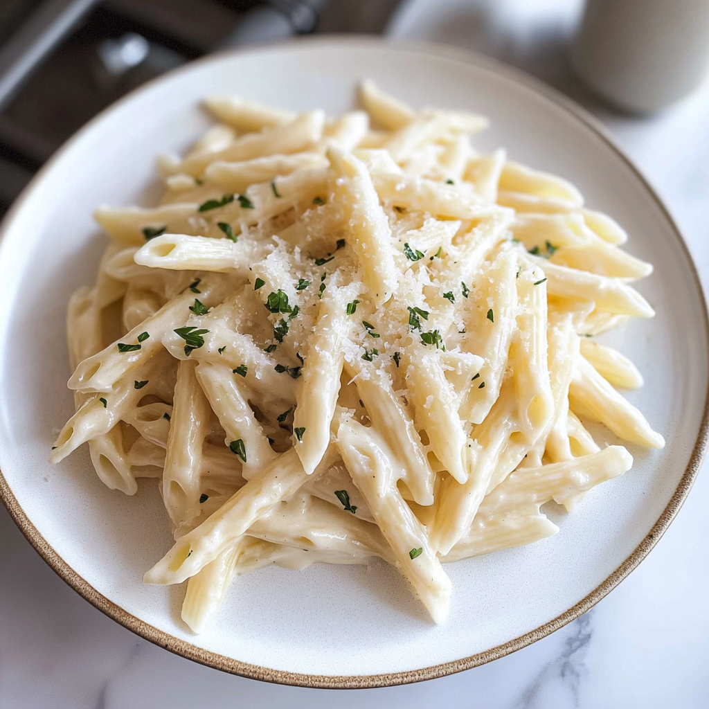 Recipe preparation for 30-Minute Creamy Garlic Pasta