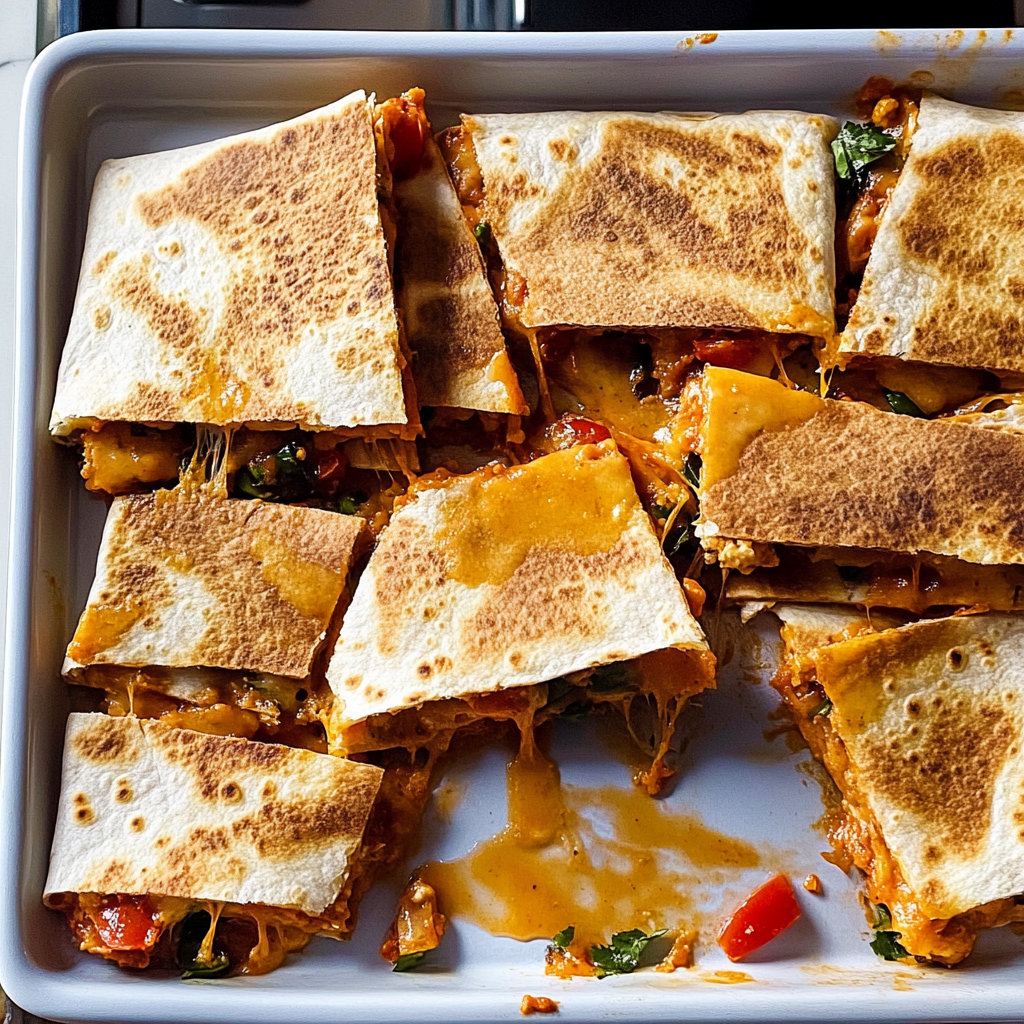 Recipe preparation for Fast Sheet Pan Quesadillas