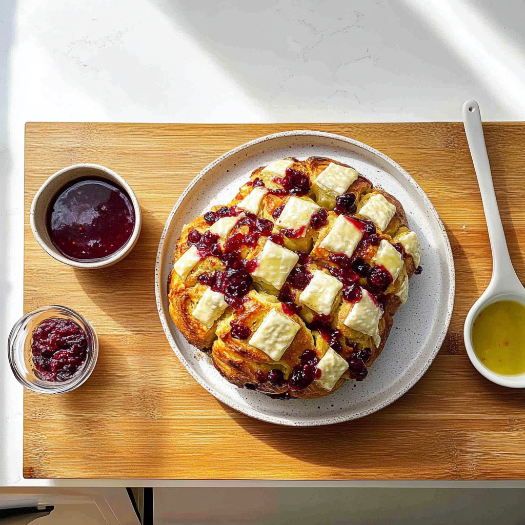 Recipe preparation for Cranberry Brie Pull-Apart Bread Bites