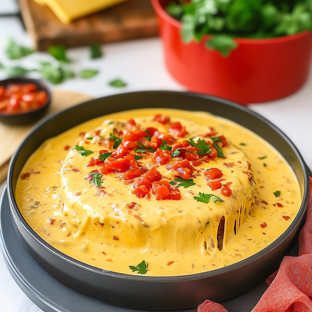 Recipe preparation for 2 Ingredient Velveeta Queso with Rotel