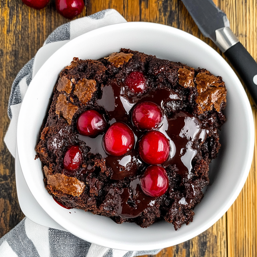 Recipe preparation for chocolate cherry dump cake