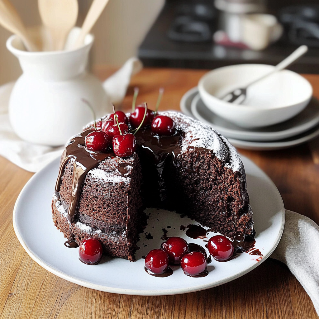 Recipe preparation for chocolate cherry cake