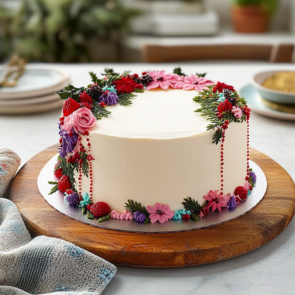 Recipe preparation for Christmas Floral Cake