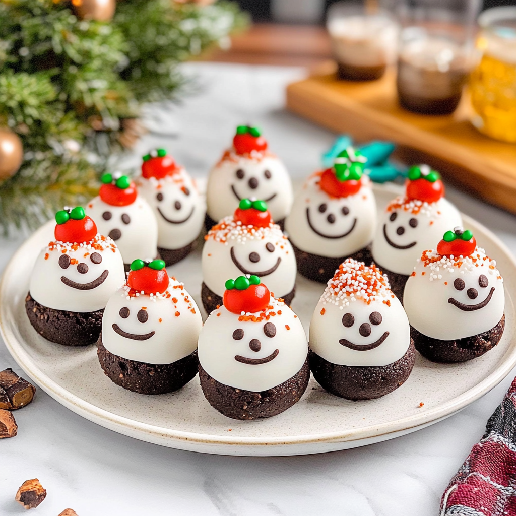 Recipe preparation for Snowman Oreo Balls