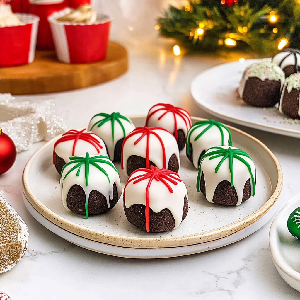 Recipe preparation for Christmas Present Oreo Truffles