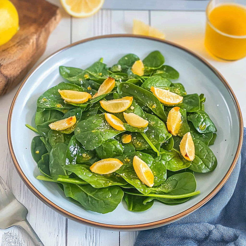 Recipe preparation for Lemon Dijon Dressing Baby Spinach Salad Recipe