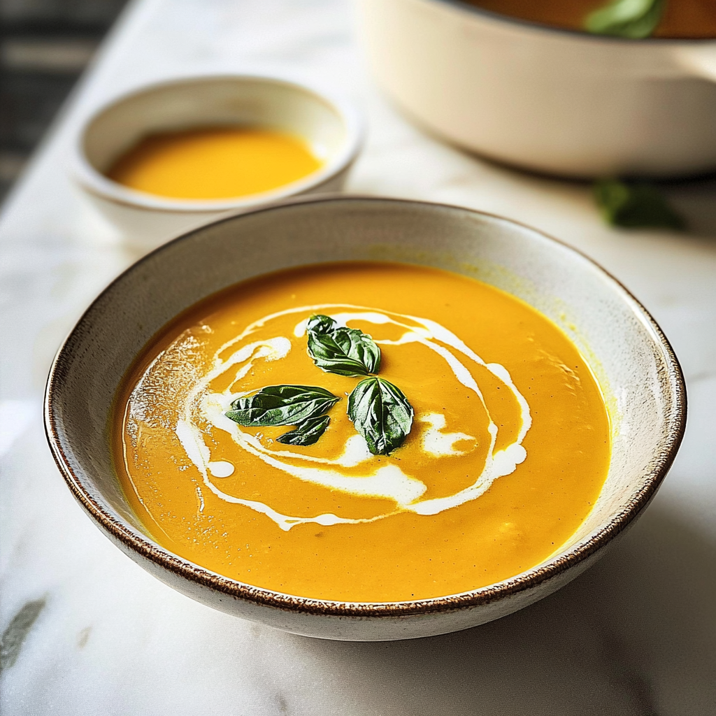 Recipe preparation for Easy Sweet Potato Turmeric Soup with Coconut Milk