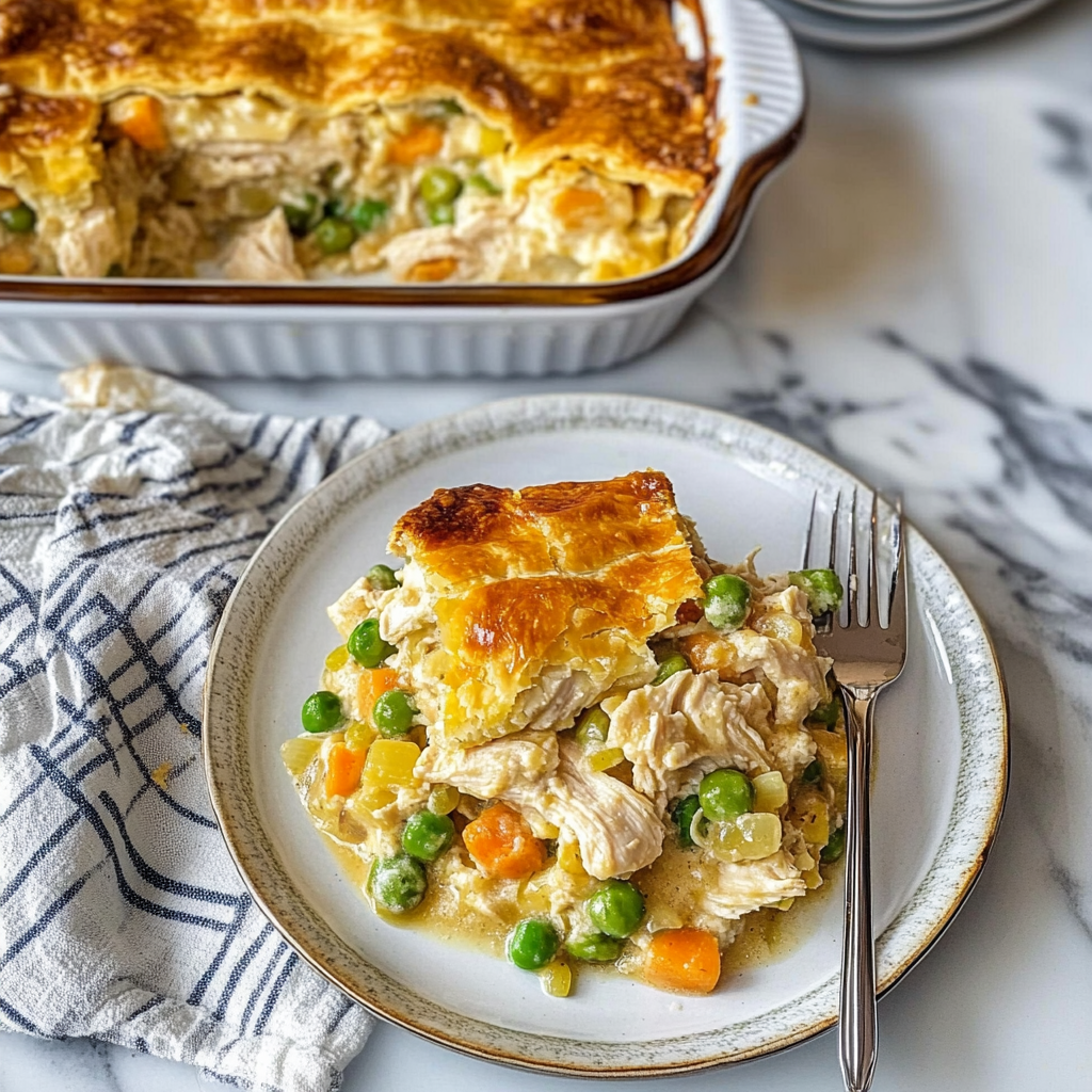 Recipe preparation for Chicken Pot Pie Bubble Up Casserole