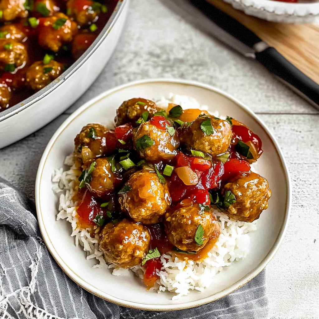 Recipe preparation for Baked Sweet and Sour Meatballs