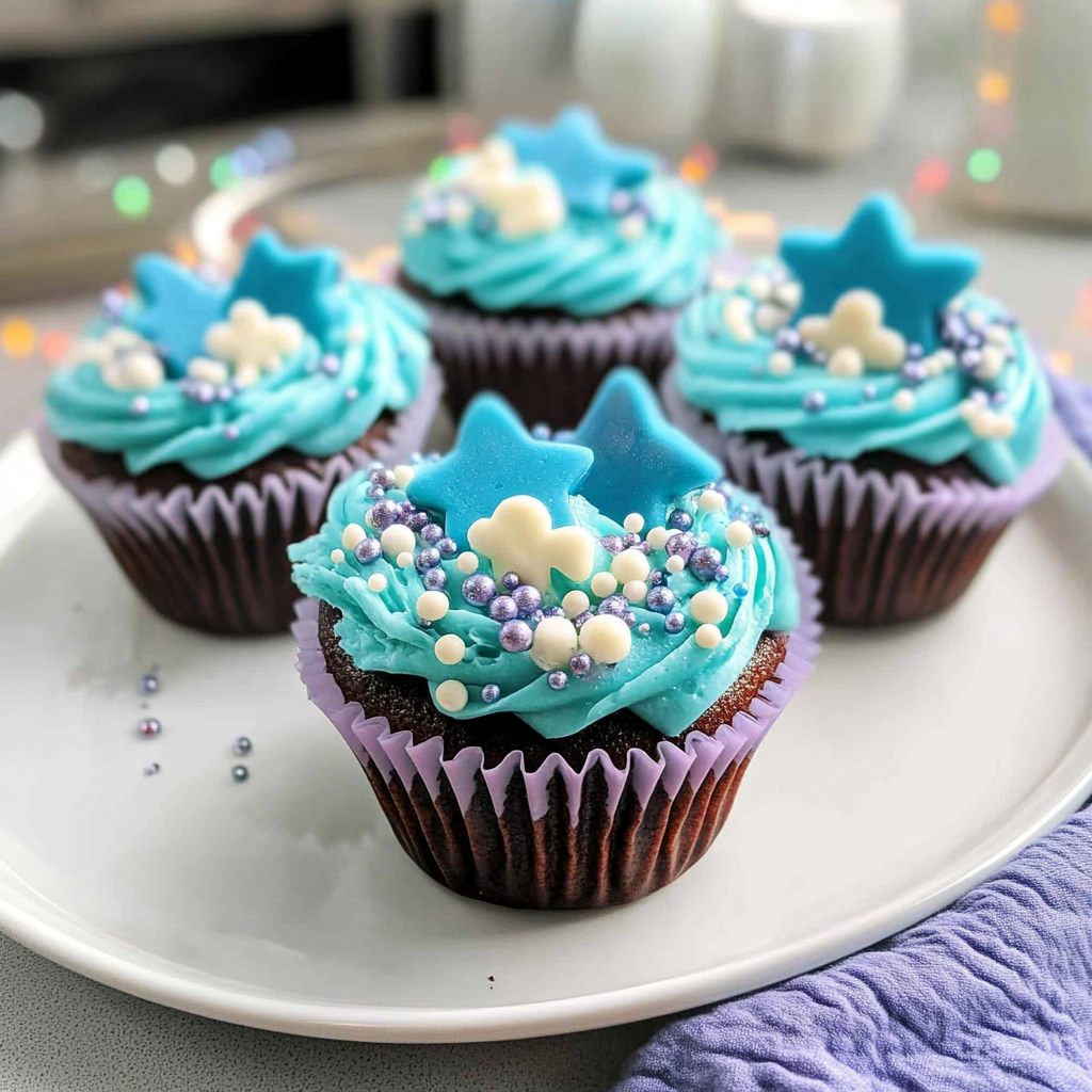 Recipe preparation for Blue Christmas Cupcakes