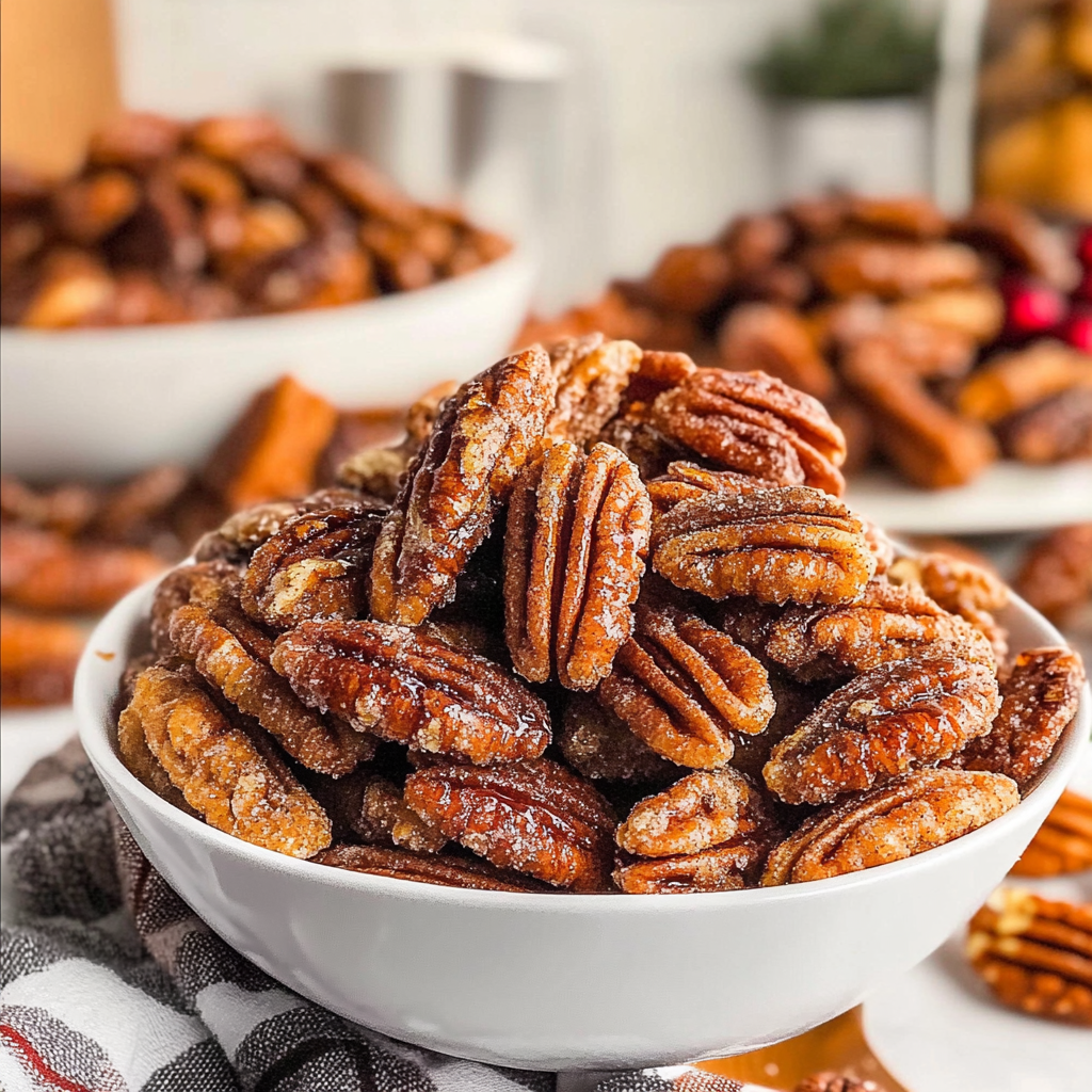 Recipe preparation for Holiday Spiced Candied Pecans