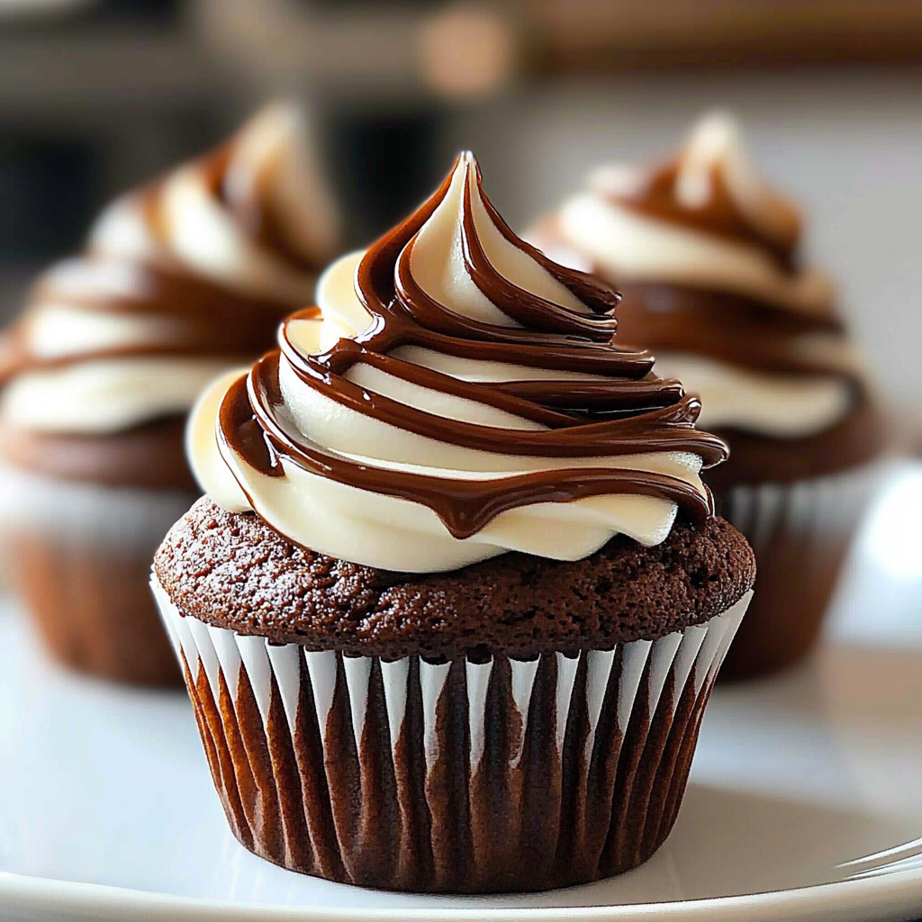 Recipe preparation for chocolate coffee cream cupcakes