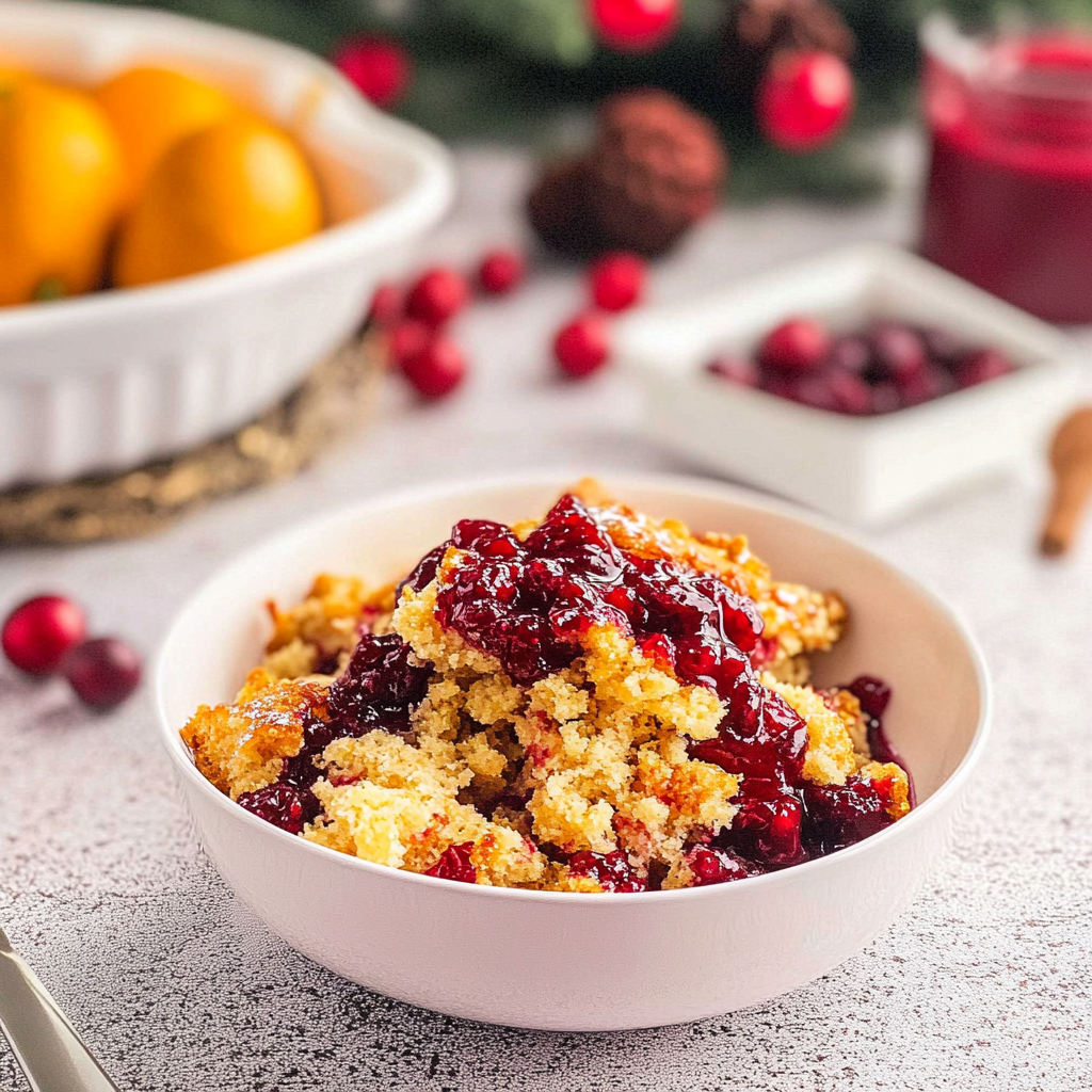 Recipe preparation for Cranberry Orange Dump Cake